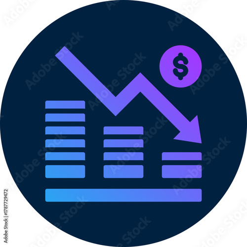 Financial crisis  icon for bankruptcy , website, application, printing, document, poster design, etc