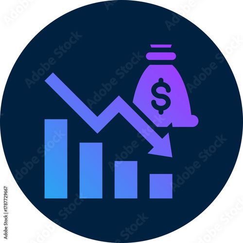 Recession  icon for bankruptcy , website, application, printing, document, poster design, etc