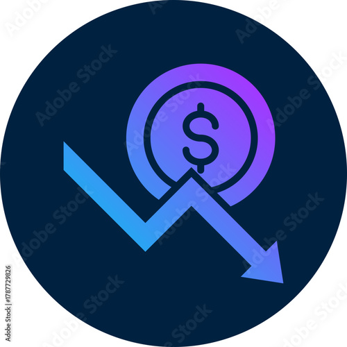 Failure  icon for bankruptcy , website, application, printing, document, poster design, etc