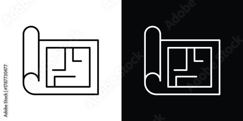 Construction plan - stroke design. pixel perfect editable line icons. vector glyph flat icons
