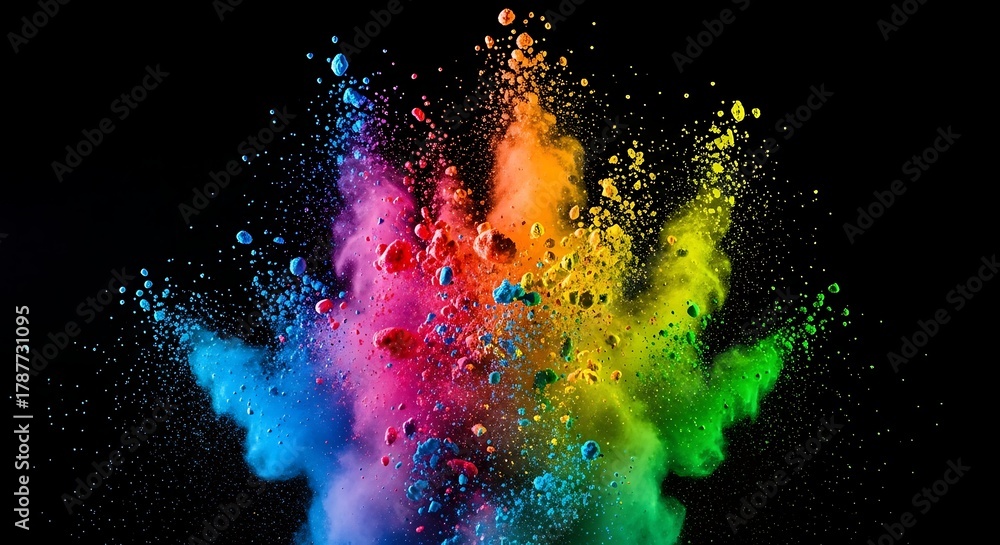 Obraz premium Explosion of Vibrant Colors - A Dynamic Powder Paint Burst on Black.