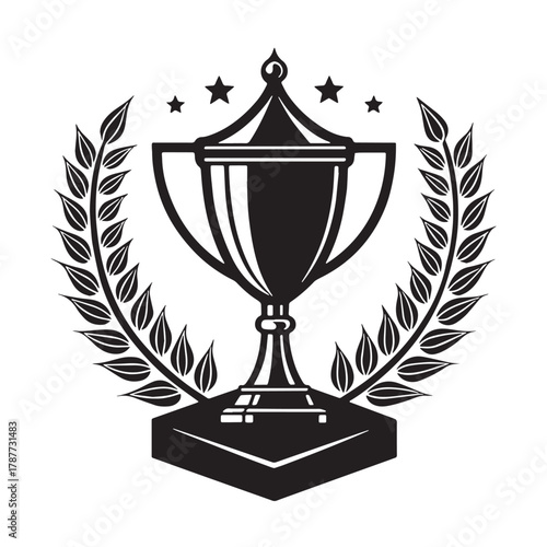 Black trophy Silhouette Vector, High Quality Illustration on White Background