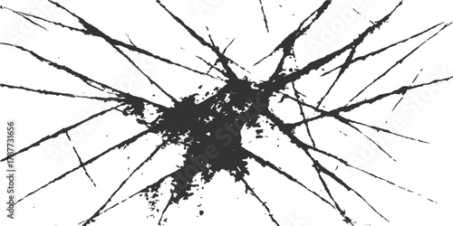 Black widow spider vector silhouette with grunge ink splatter design elements