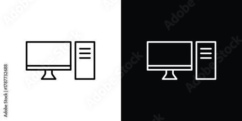 Desktop computer icon - stroke design. pixel perfect editable line icons