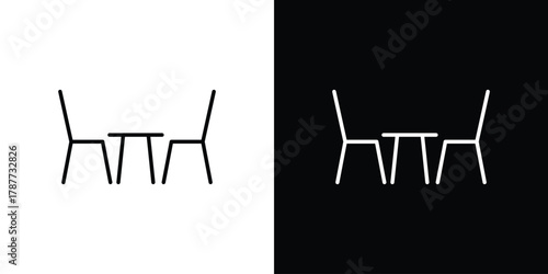 Dining table icon - stroke design. pixel perfect editable line icons