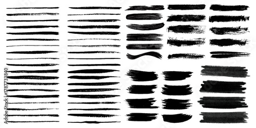 Beautiful Brushes vector collection. Grunge Elements - Brush strokes, ink paint brushes, grunge lines. Rectangle text box for social media and network. vector