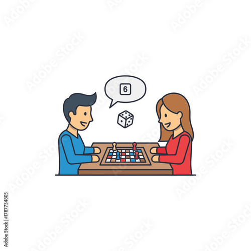 Two people playing chess with a thought bubble above one player.