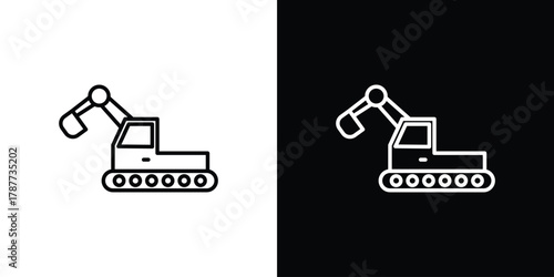 Excavator icon - stroke design. pixel perfect editable line icons