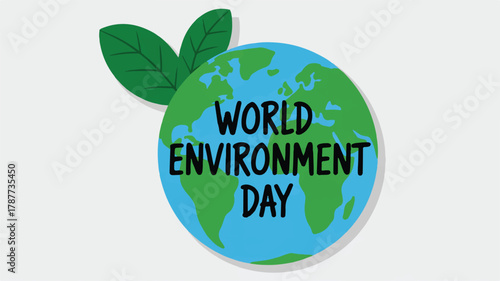 A simple, flat design illustration of a World Environment Day logo featuring a stylized Earth globe.