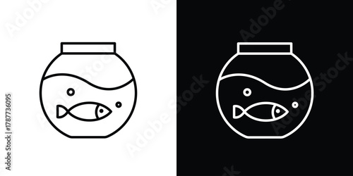 Fish bowl icon - stroke design. pixel perfect editable line icons