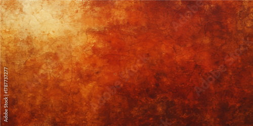 A textured, grunge, vintage, rusty metal wall backdrop in aged brown, orange, and yellow tones