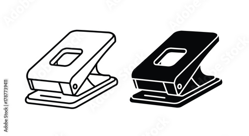 Vector art of hole puncher icon office paper puncher vector illustration for paper sheet, document, file, or office supplies