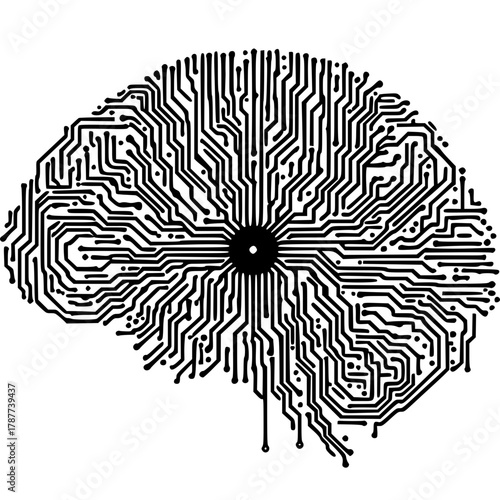 Brain Circuitry: A conceptual illustration depicting the human brain's intricate neural networks reimagined as a circuit board, a striking representation of the mind's complexity.