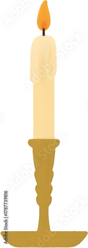 빈티지느낌의따뜻한양초촛대일러스트