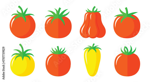 Vector art of illustration of various vegetables, including tomatoes and peppers, , showcasing a colorful and healthy food selection