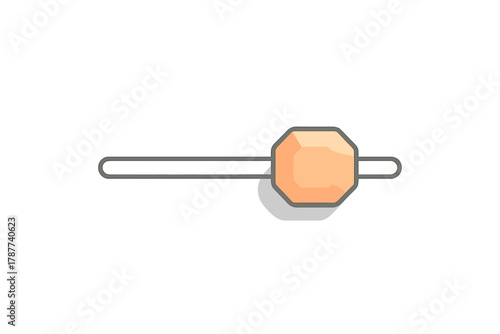 Horizontal slider control element with faceted orange gemstone knob