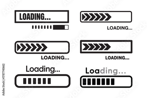 Modern Loading Bars and Progress Icons. Loading symbol load bar icon set  Vector Illustration eps 10