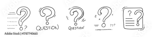 Hand-drawn sketchy question marks illustrating queries and concepts.