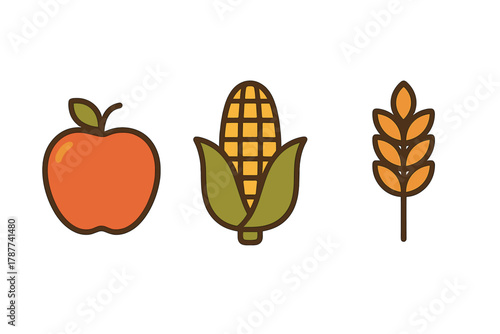 Simple icons representing corn and wheat harvest symbols