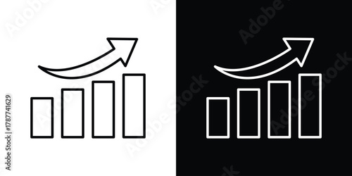 Increasing stocks icon - stroke design. pixel perfect editable line icons