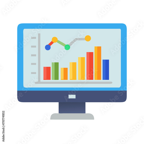 Computer Monitor with Analytics Graph Icon