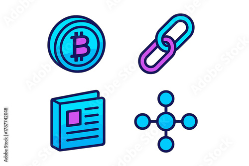 Digital currency network concept icons for finance and technology