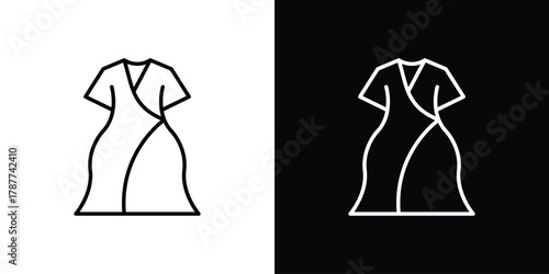Jersey wrap dress icon - stroke design. pixel perfect editable line icons