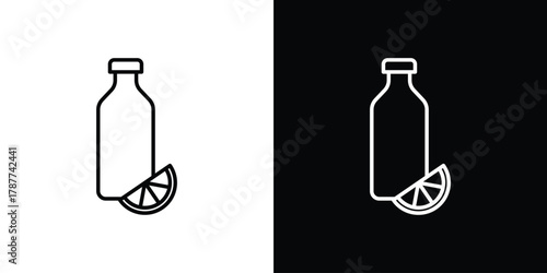 Juice bottle icon - stroke design. pixel perfect editable line icons