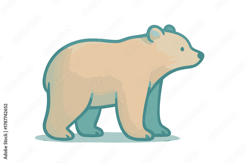 Fototapeta premium Stylized profile view of a cute polar bear cub graphic