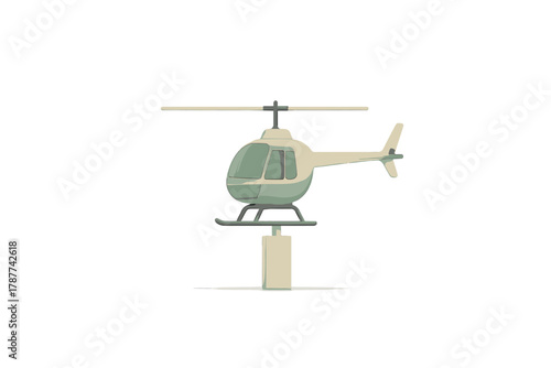 Small civilian helicopter parked on landing pad graphic symbol