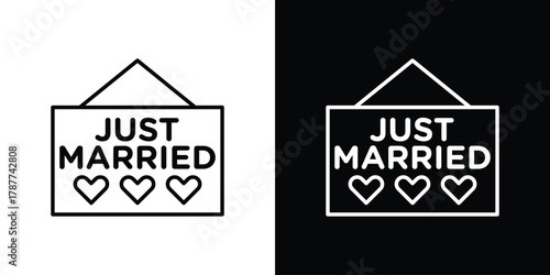 Just married icon - stroke design. pixel perfect editable line icons