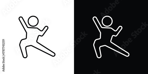 Kung fu icon - stroke design. pixel perfect editable line icons