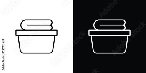 Laundry basket icon - stroke design. pixel perfect editable line icons