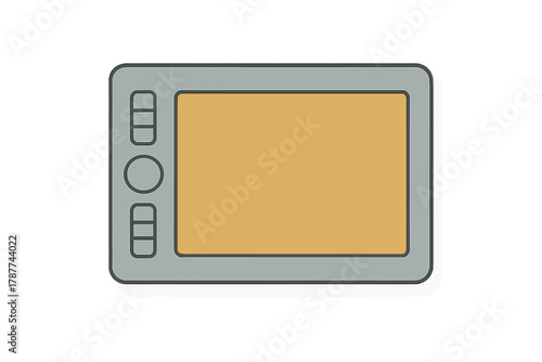 Graphic drawing tablet device with control buttons and display area