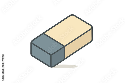 Isometric two-tone rubber eraser object with soft shadow