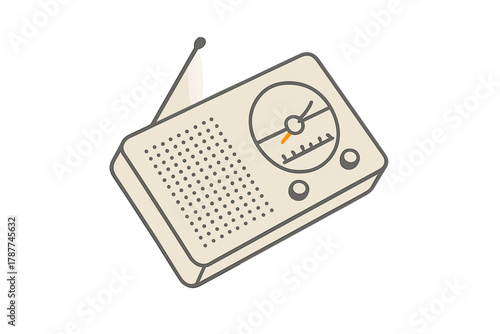 Retro portable radio receiver with antenna and tuning dial