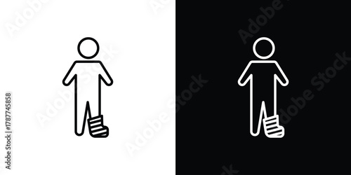 Man with broken leg icon - stroke design. pixel perfect editable line icons