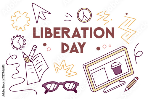 BIFOCALS AT THE MONITOR LIBERATION DAY vector illustration isolated on white background