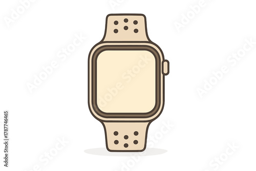 Modern square smartwatch with blank screen and perforated band isolated