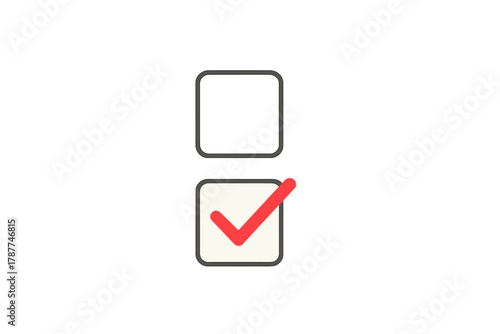 Checkbox with red confirmation mark and empty square outline