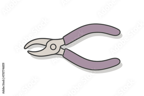 Rounded jewelry pliers tool with ergonomic purple handles