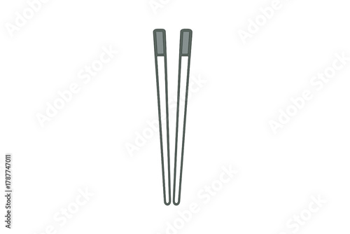 Modern dark gray chopsticks with textured tips isolated on white background