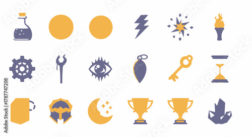 Enigmatic UI Icon Set A Diverse Collection of Fantasy and Achievement Symbols for Game Design