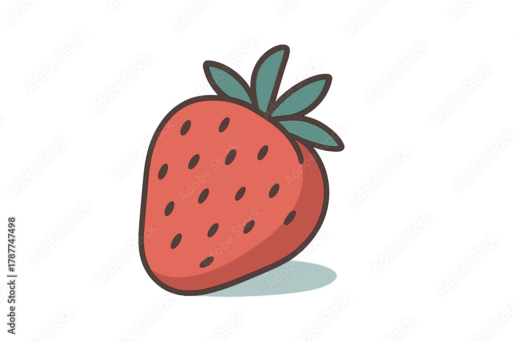 Obraz premium Stylized ripe strawberry fruit icon with subtle shadow detail