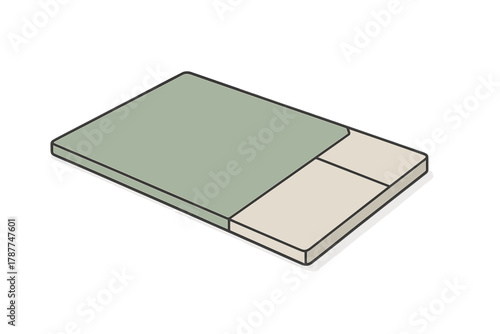 Isometric segmented floor mat with green and beige sections