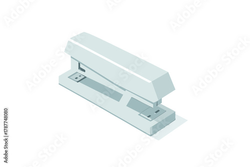 Isometric light gray stapler supply object isolated on white background