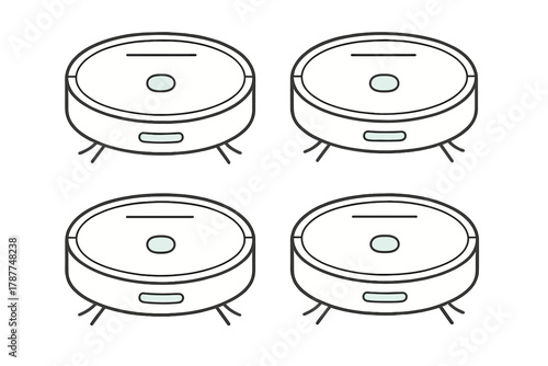Four isometric robotic vacuum cleaners for automated floor cleaning tasks