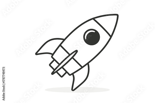 Stylized rocket ship icon with upward trajectory for launch concept