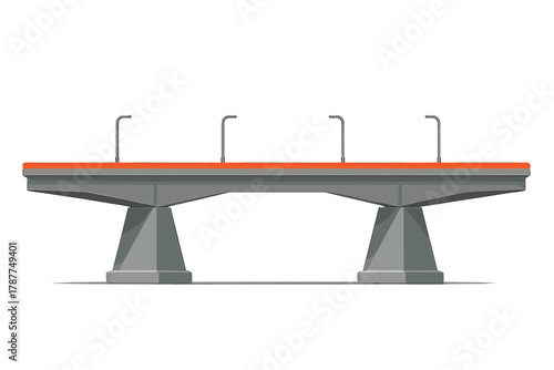 Modern elevated railway platform structure with simple lighting fixtures