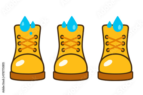 Yellow hiking boot water resistance comparison icons